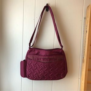 *LUG Life Wine Red Unisex Quilted Multi Pocket Adj Strap Crossbody Shoulder Bag